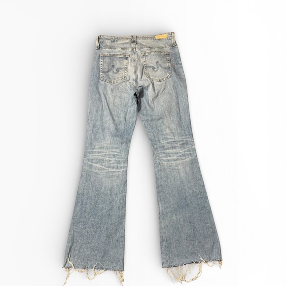 AG Adriano Goldschmied Farrah Boot High Rise Light Wash Fray Hem Jeans 28R Flare - Picture 2 of 12